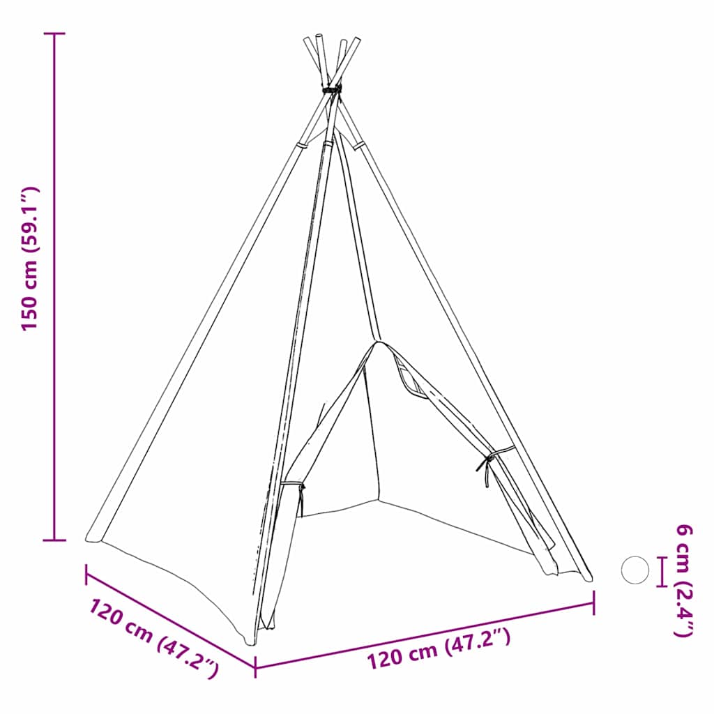 Teepee Tent Wit 120 x 120 x 150 cm Stof en Plastic is nu te koop bij PeponiXL, paradijselijk wonen!