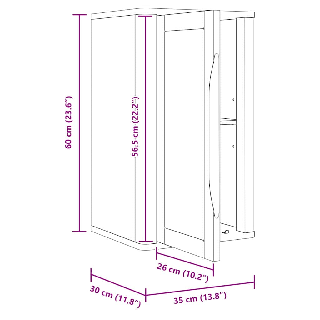 Badkamer wandkast FLORO Wit 35 x 30 x 60 cm Massief Vurenhout is nu te koop bij PeponiXL, paradijselijk wonen!