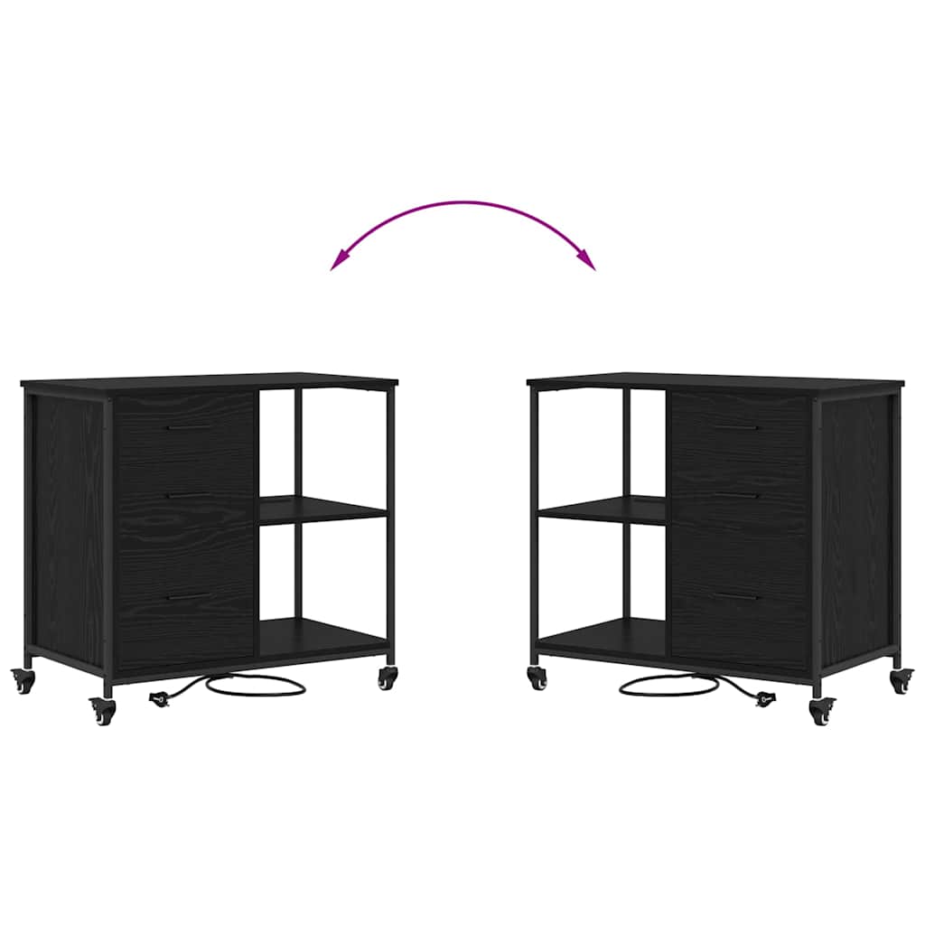 Kast met Oplaadstation Zwart Eiken 76 x 41 x 72 cm Bewerkt hout is nu te koop bij PeponiXL, paradijselijk wonen!