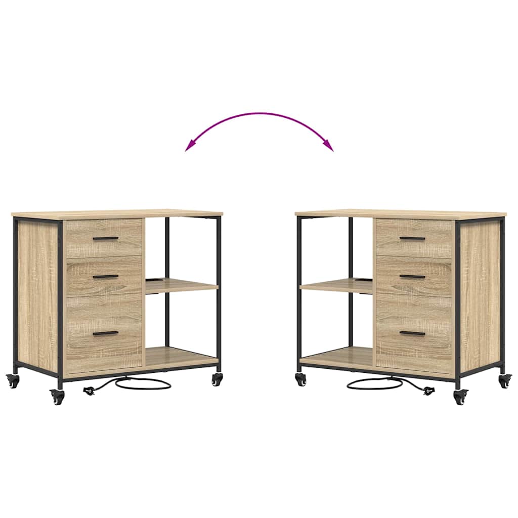 Kast met Oplaadstation met wiel Sonoma Eiken 76 x 41 x 72 cm is nu te koop bij PeponiXL, paradijselijk wonen!