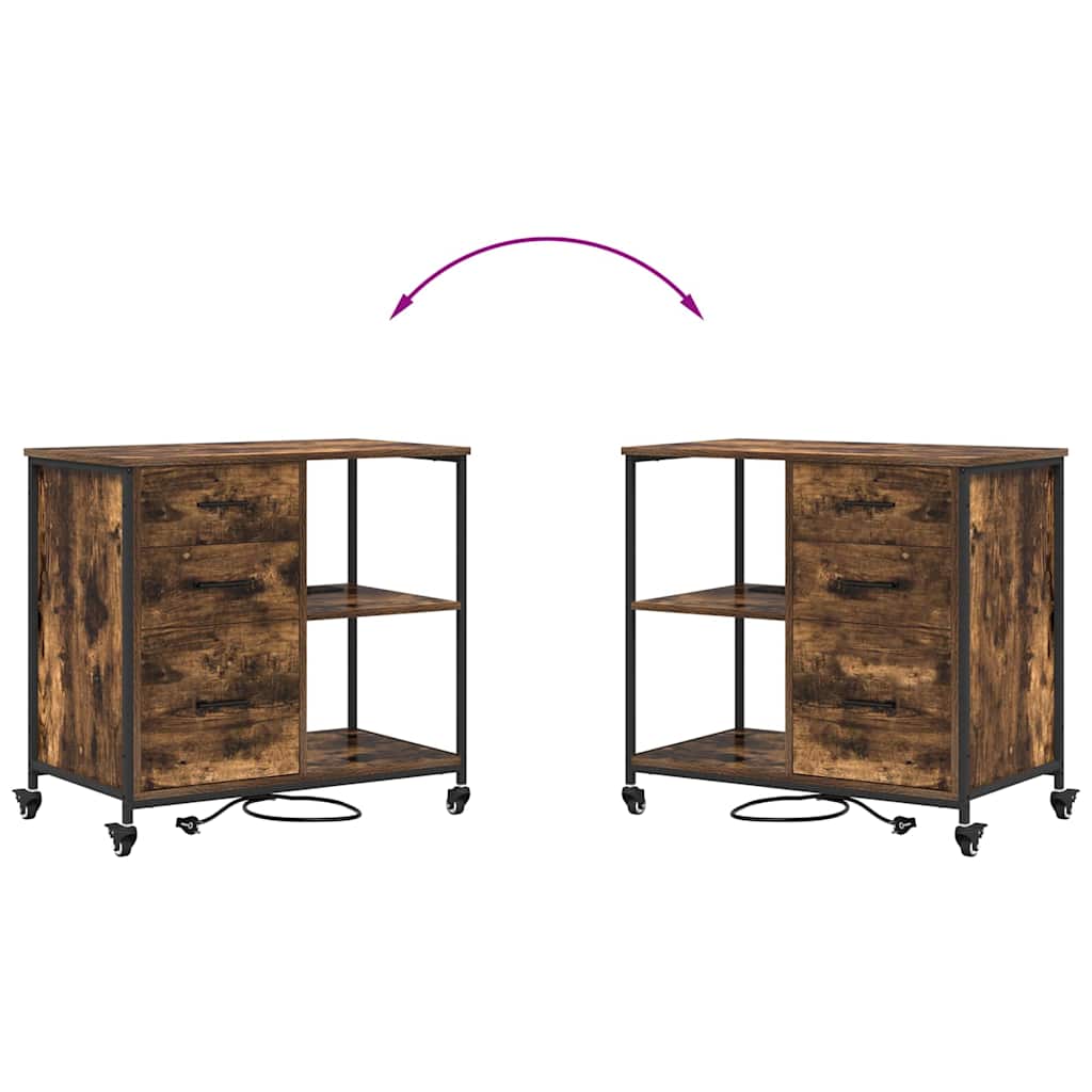 Kast met Oplaadstation met wiel Gerookt eiken 76 x 41 x 72 cm is nu te koop bij PeponiXL, paradijselijk wonen!
