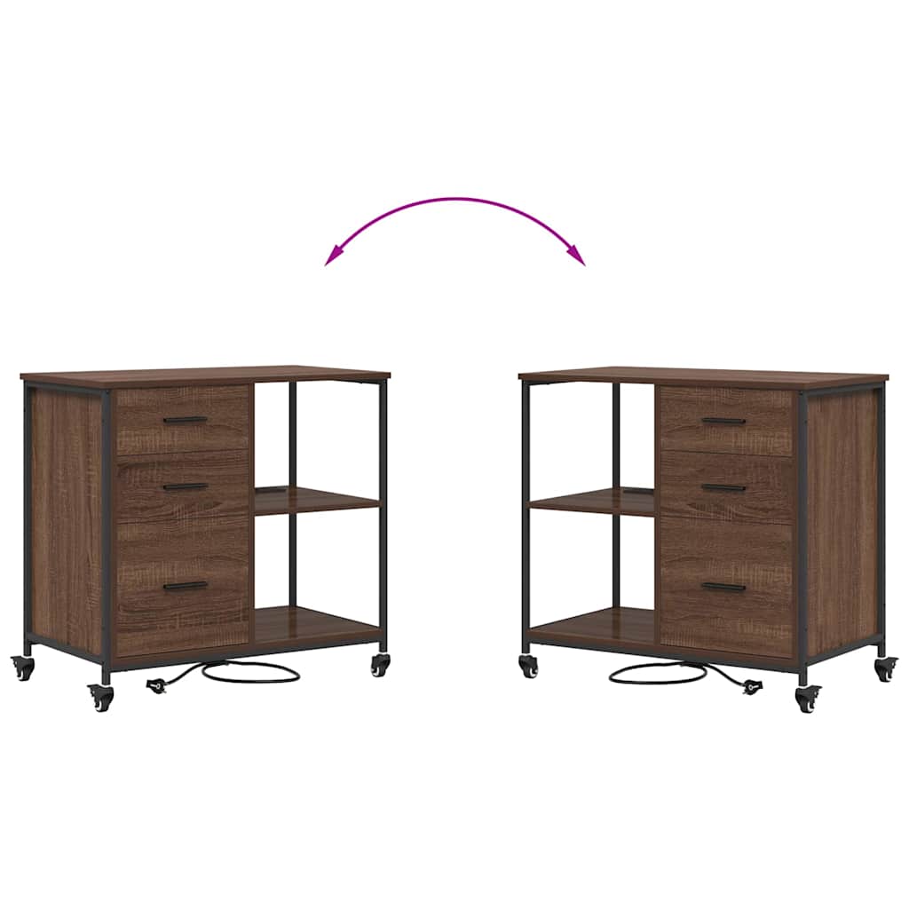 Kast met Oplaadstation Bruin Eiken 76 x 41 x 72 cm Bewerkt hout is nu te koop bij PeponiXL, paradijselijk wonen!