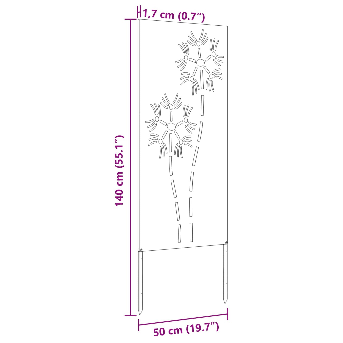 Tuin Privacy Screen Antraciet 50 x 140 cm Koudgewalst staal is nu te koop bij PeponiXL, paradijselijk wonen!