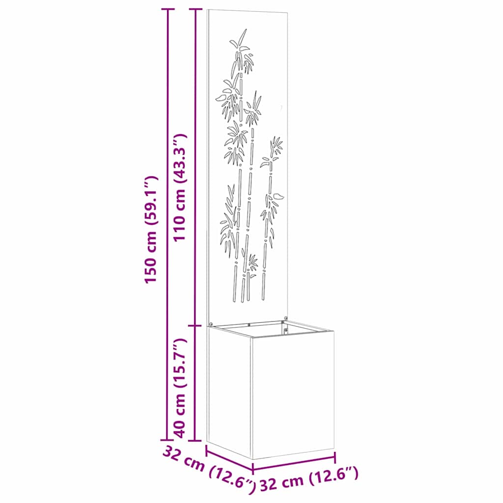 Tuin Privacy Screen Zwart 32 x 32 x 150 cm Koudgewalst staal is nu te koop bij PeponiXL, paradijselijk wonen!