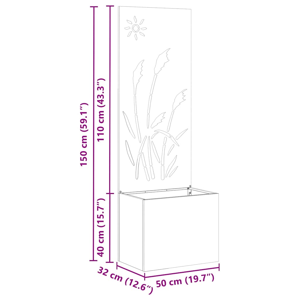 Tuin Privacy Screen Zwart 50 x 150 cm Koudgewalst staal is nu te koop bij PeponiXL, paradijselijk wonen!