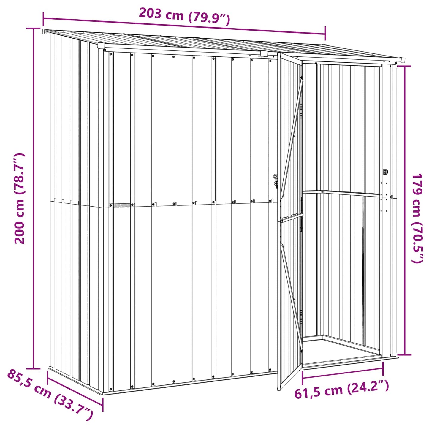 Tuinhuisjes Bruin 203 x 85,5 x 200 cm Metaal is nu te koop bij PeponiXL, paradijselijk wonen!