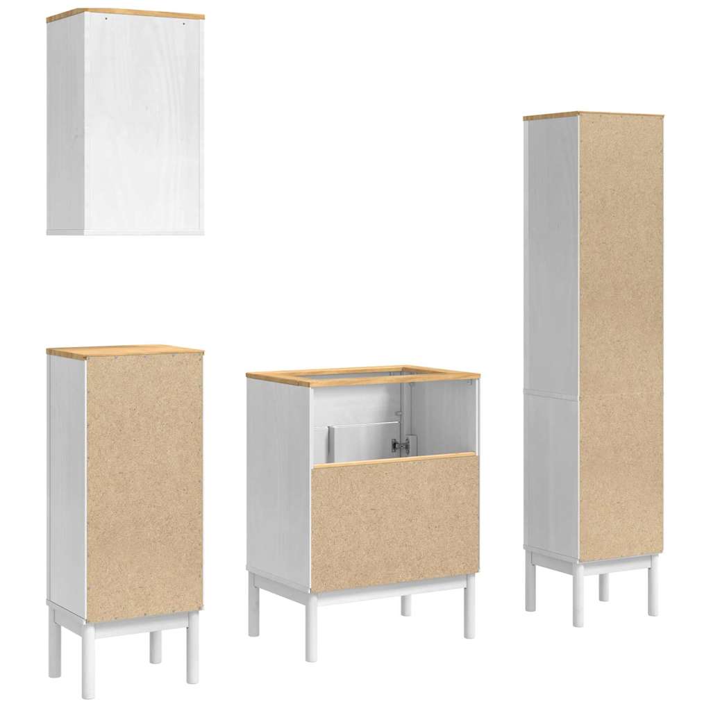 Badkamermeubelset met lade FLORO 4 pcs Wit Massief Vurenhout is nu te koop bij PeponiXL, paradijselijk wonen!