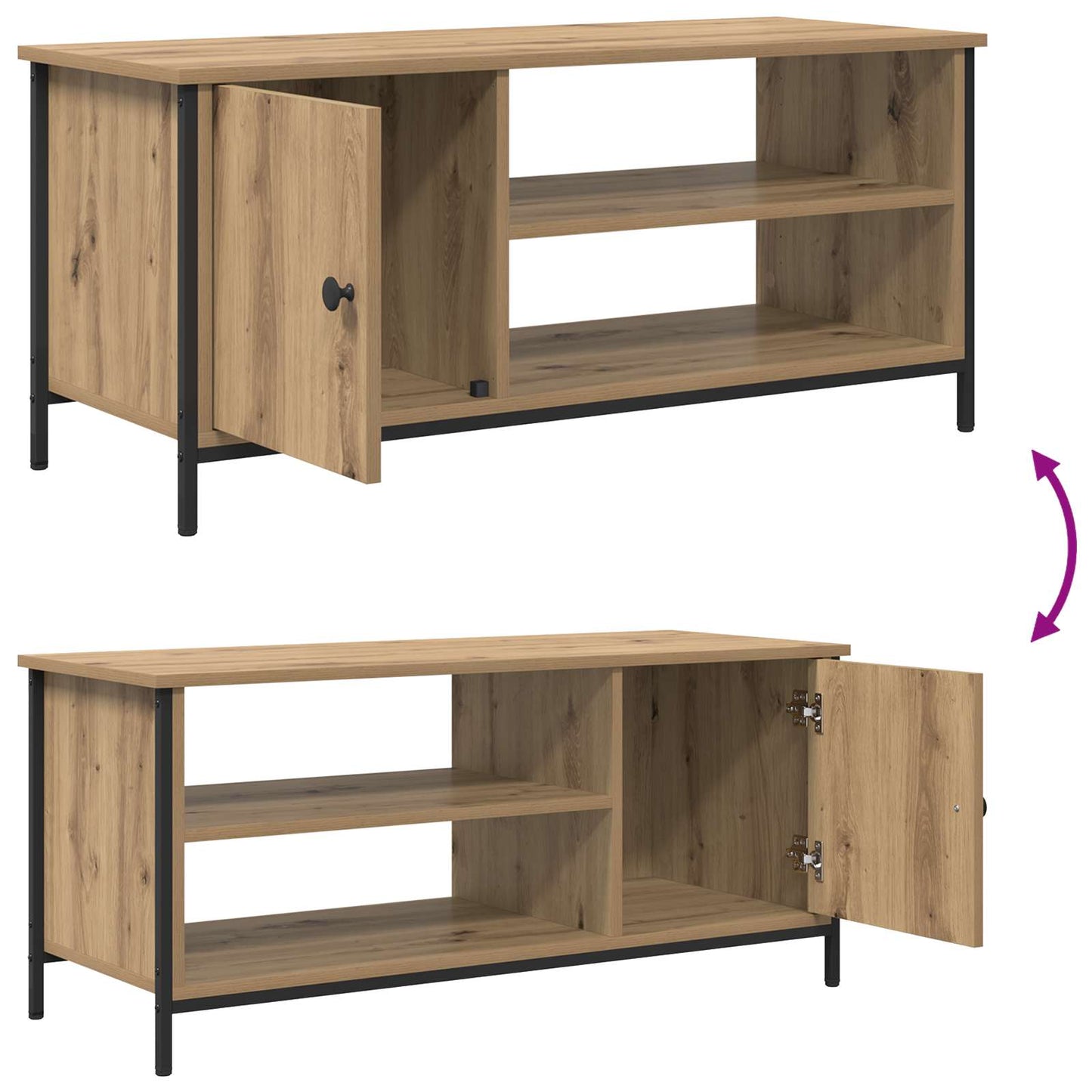 TV-kast 100 x 40 x 45 cm Artisan Eiken Bewerkt hout is nu te koop bij PeponiXL, paradijselijk wonen!