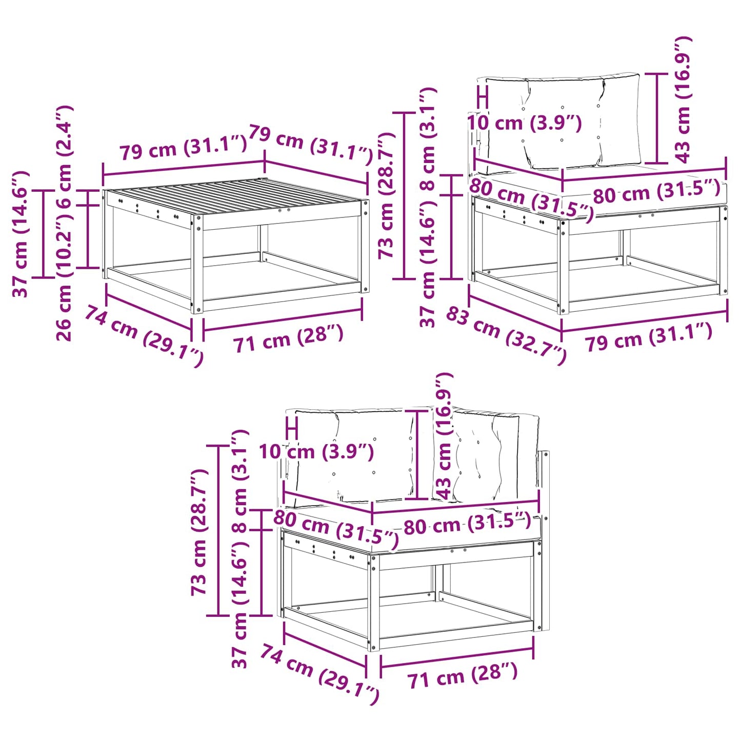 Buiten bankenset met kussen 11 pcs Wit en antracietkleurig is nu te koop bij PeponiXL, paradijselijk wonen!