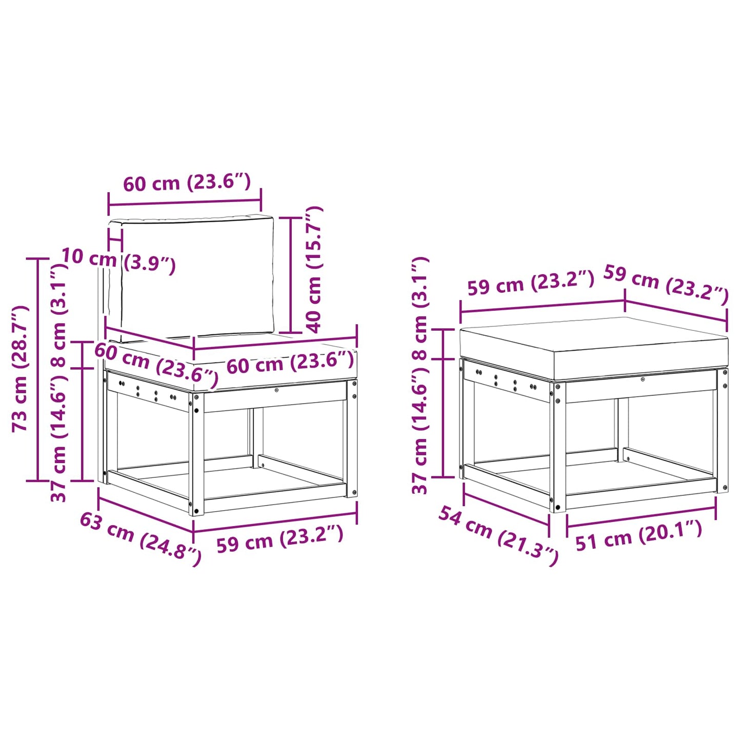 Buiten bankenset 4 pcs Wit en Lichtgrijs 185,5 x 122,5 x 73 cm