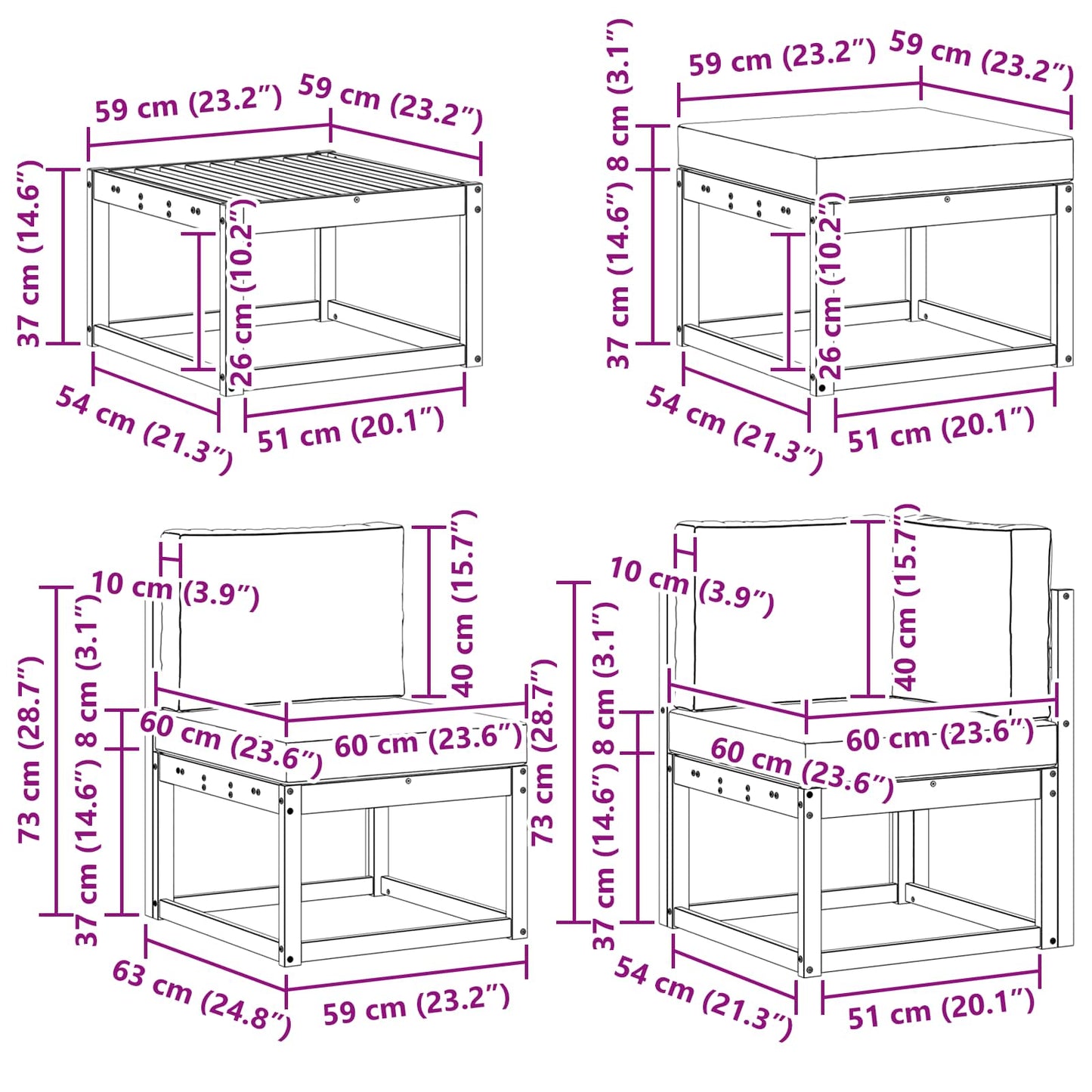 Buiten bankenset 7 pcs Wit en Beige Massief Acaciahout is nu te koop bij PeponiXL, paradijselijk wonen!