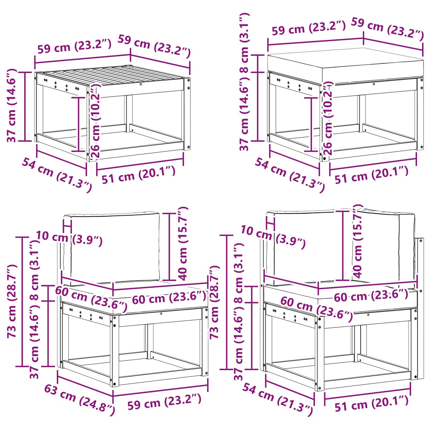 Buiten bankenset 8 pcs Wit en antracietkleurig Polyester is nu te koop bij PeponiXL, paradijselijk wonen!