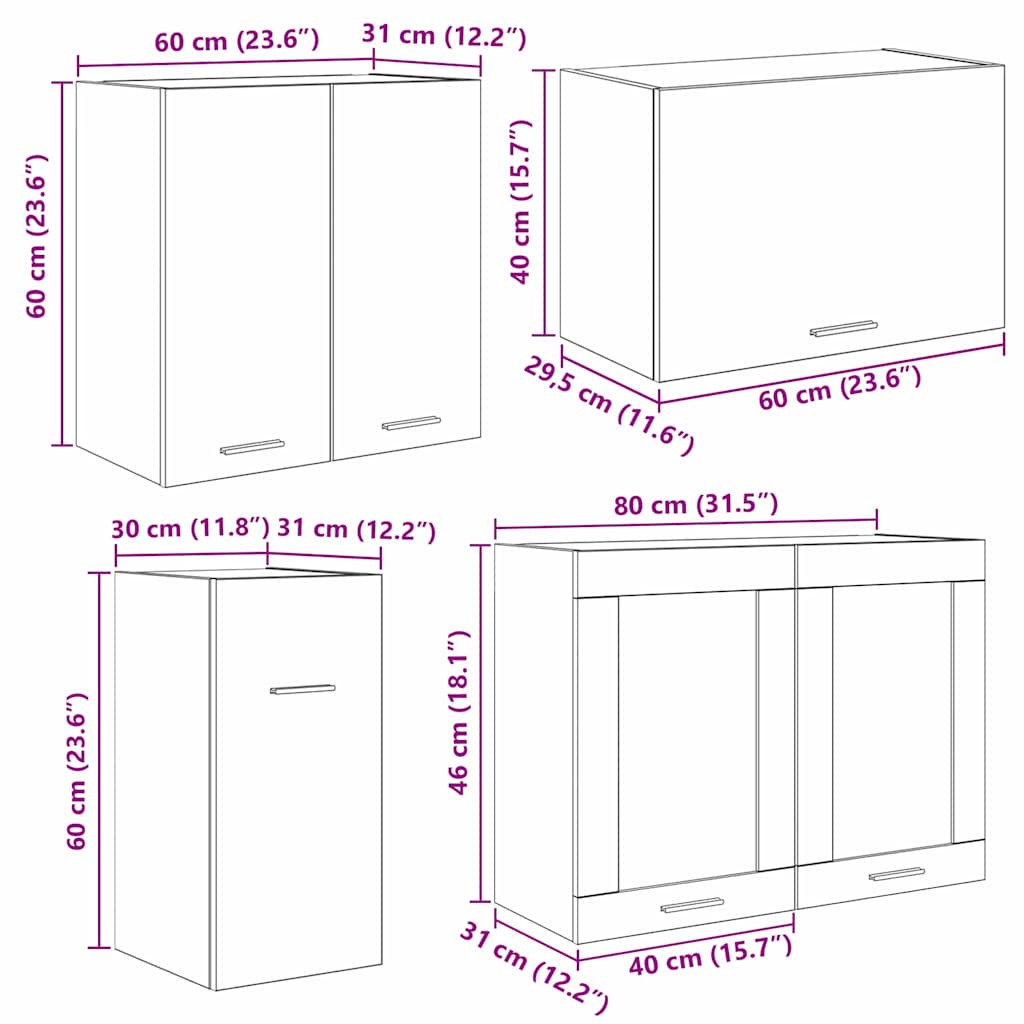 Keukenkastenset met lade Lyon 8 pcs Gerookt eiken Bewerkt hout is nu te koop bij PeponiXL, paradijselijk wonen!