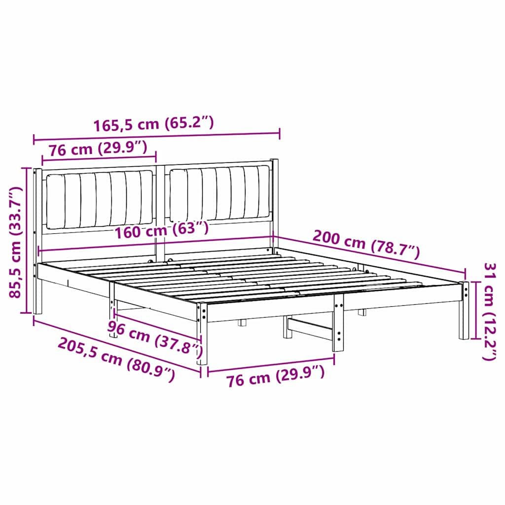 Bedframe met Gevoerd Hoofdgedeelte Zwart 160 x 200 cm is nu te koop bij PeponiXL, paradijselijk wonen!