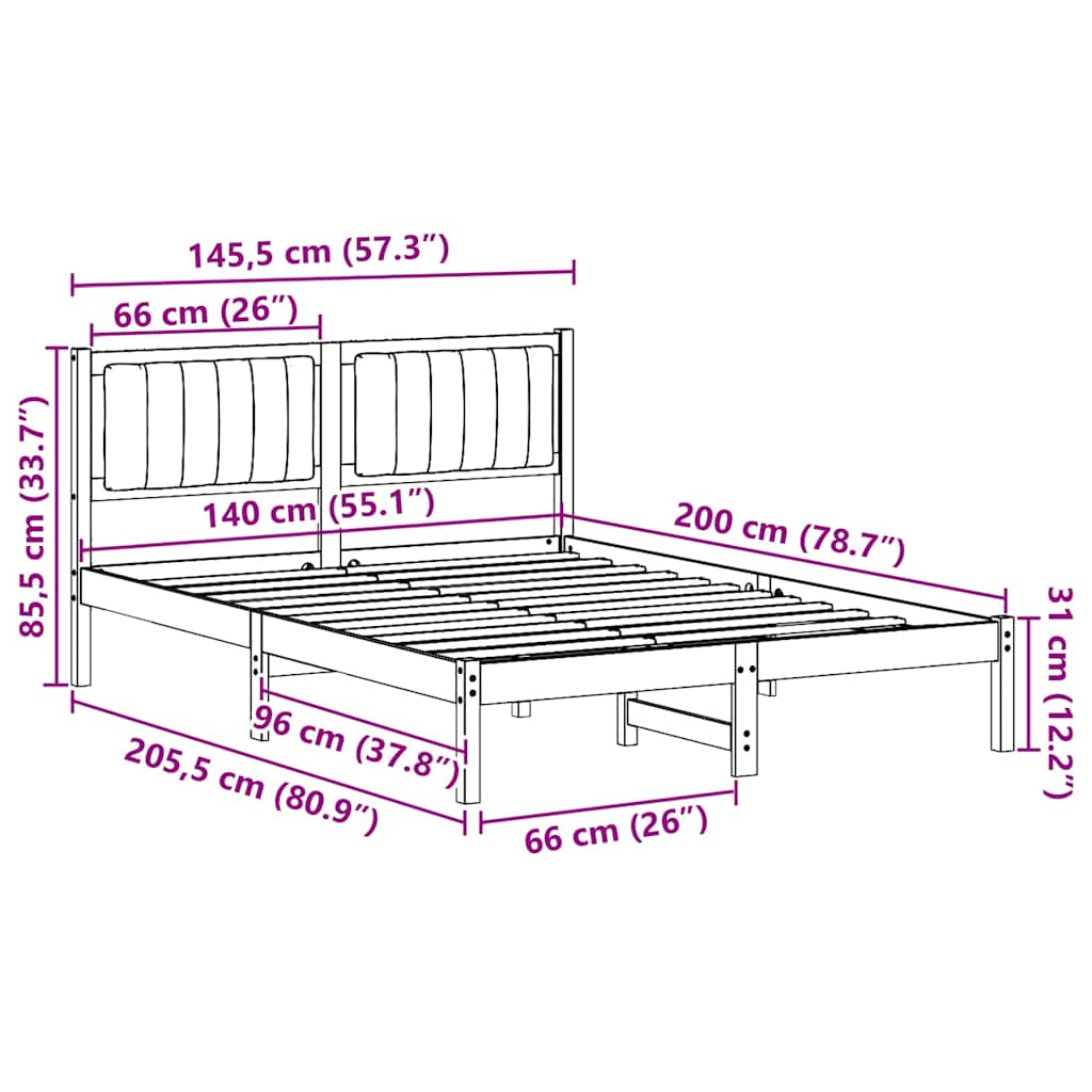 Bedframe met Gevoerd Hoofdgedeelte Donkergrijs 140 x 200 cm is nu te koop bij PeponiXL, paradijselijk wonen!