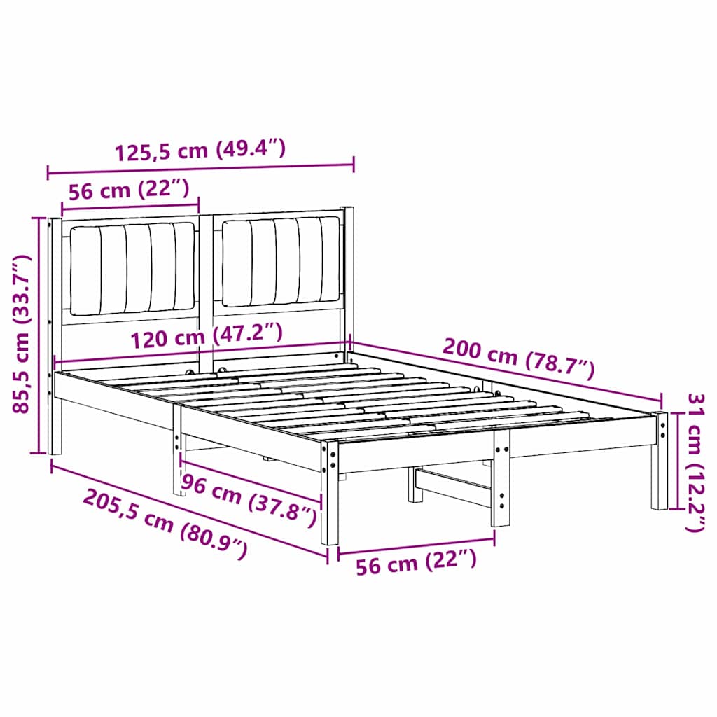Bedframe met Gevoerd Hoofdgedeelte Taupe 120 x 200 cm is nu te koop bij PeponiXL, paradijselijk wonen!