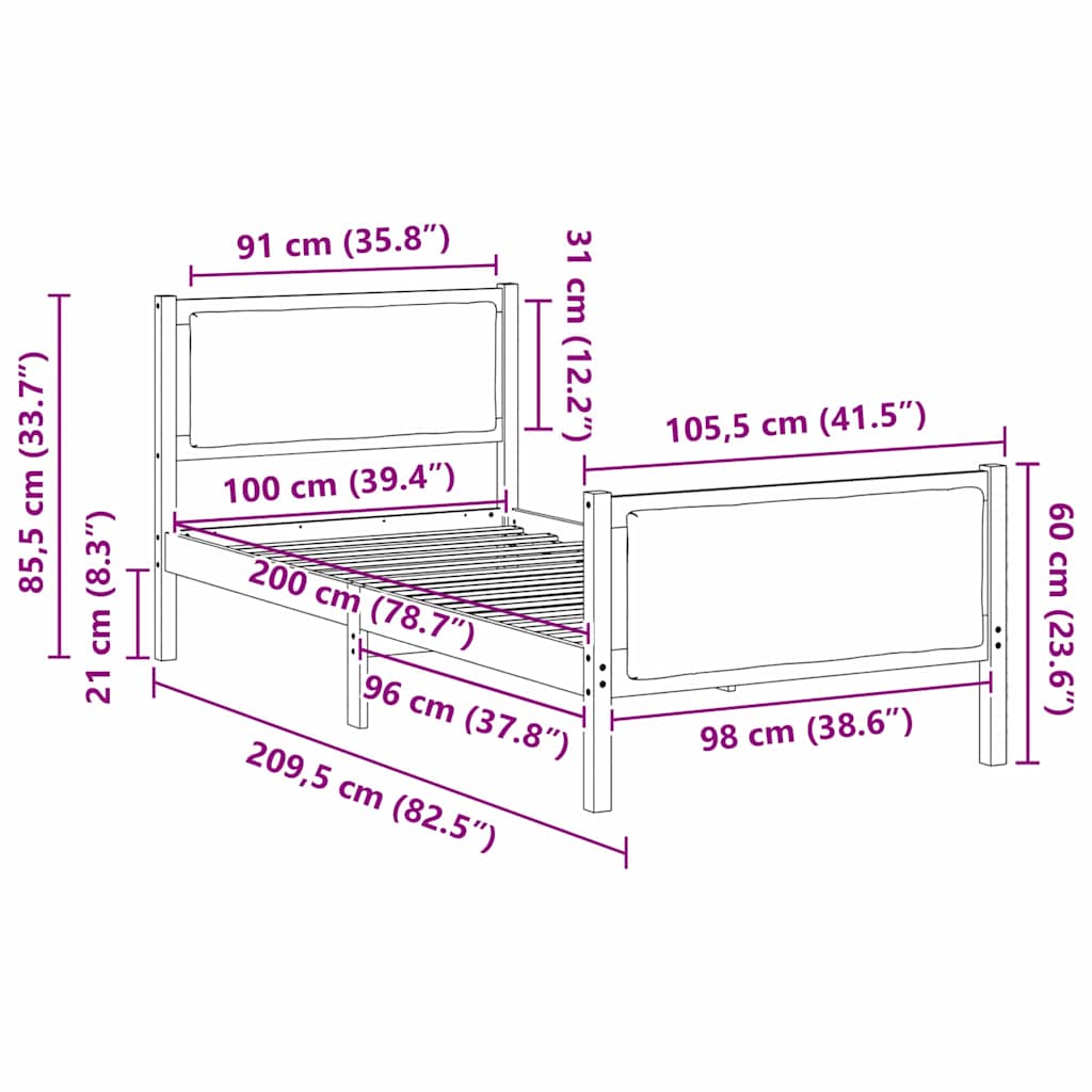 Bedframe met hoofdeinde Taupe 100 x 200 cm Stof is nu te koop bij PeponiXL, paradijselijk wonen!