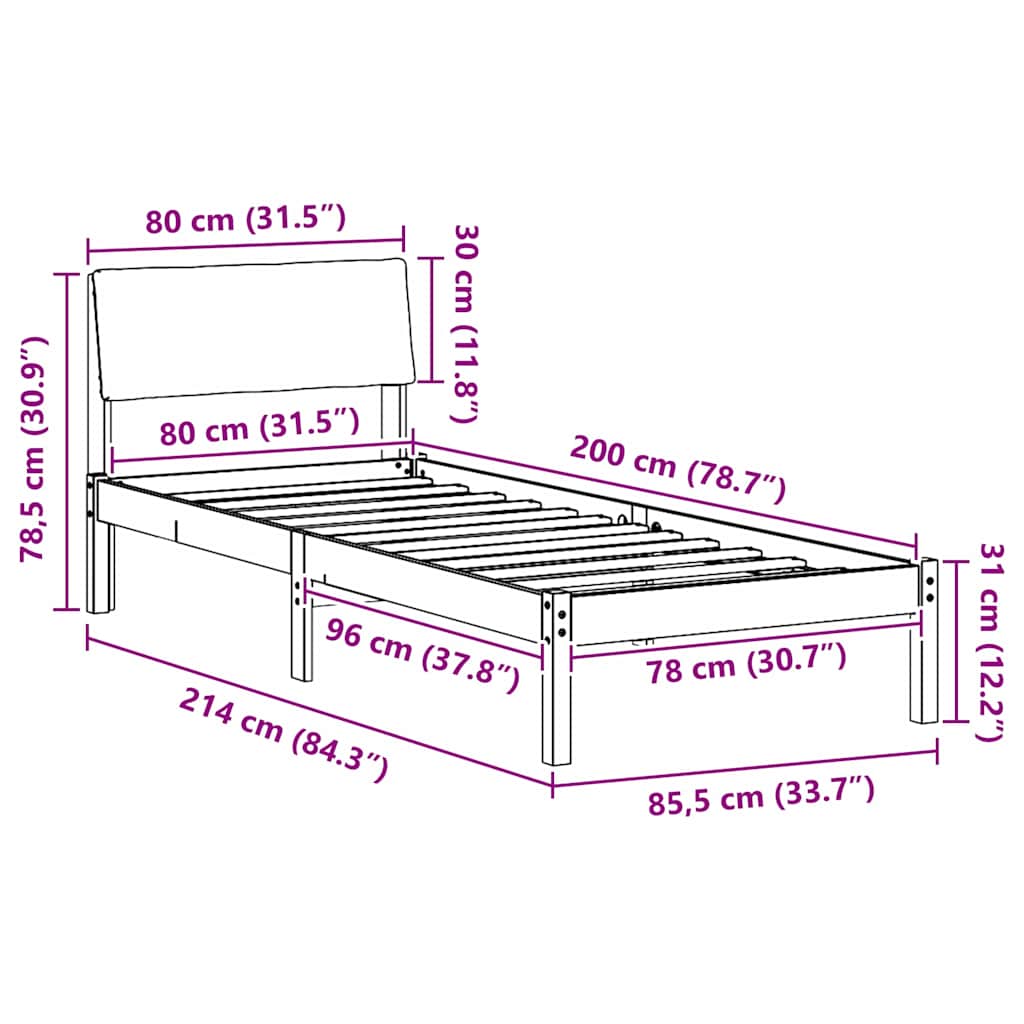 Bedframe Bruin en taupe 80 x 200 cm Massief grenenhout is nu te koop bij PeponiXL, paradijselijk wonen!