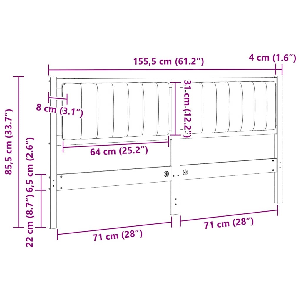 Gestoffeerd hoofdbord Wit 150 cm Massief grenenhout is nu te koop bij PeponiXL, paradijselijk wonen!