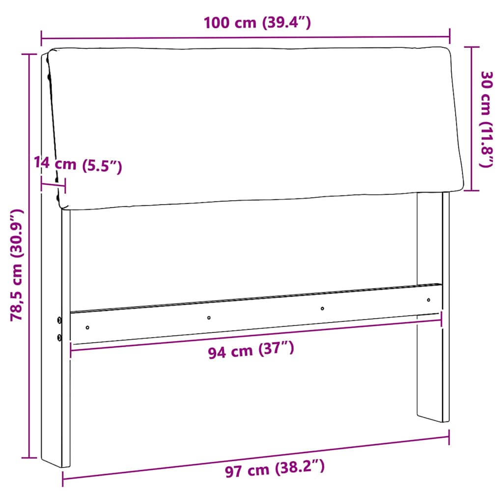 Gestoffeerd hoofdbord Zwart 100 cm Massief grenenhout is nu te koop bij PeponiXL, paradijselijk wonen!