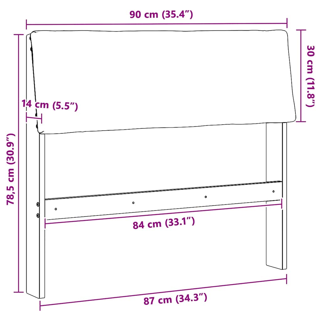 Gestoffeerd hoofdbord Donkergrijs 90 cm Massief grenenhout is nu te koop bij PeponiXL, paradijselijk wonen!