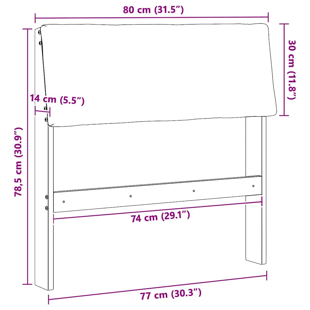 Gestoffeerd hoofdbord Lichtgrijs 80 cm Massief grenenhout is nu te koop bij PeponiXL, paradijselijk wonen!