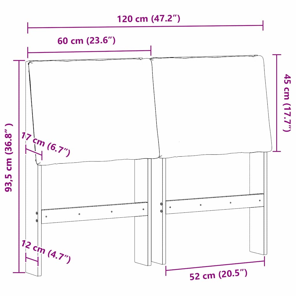 Gestoffeerd hoofdbord Zwart 120 cm Massief grenenhout is nu te koop bij PeponiXL, paradijselijk wonen!