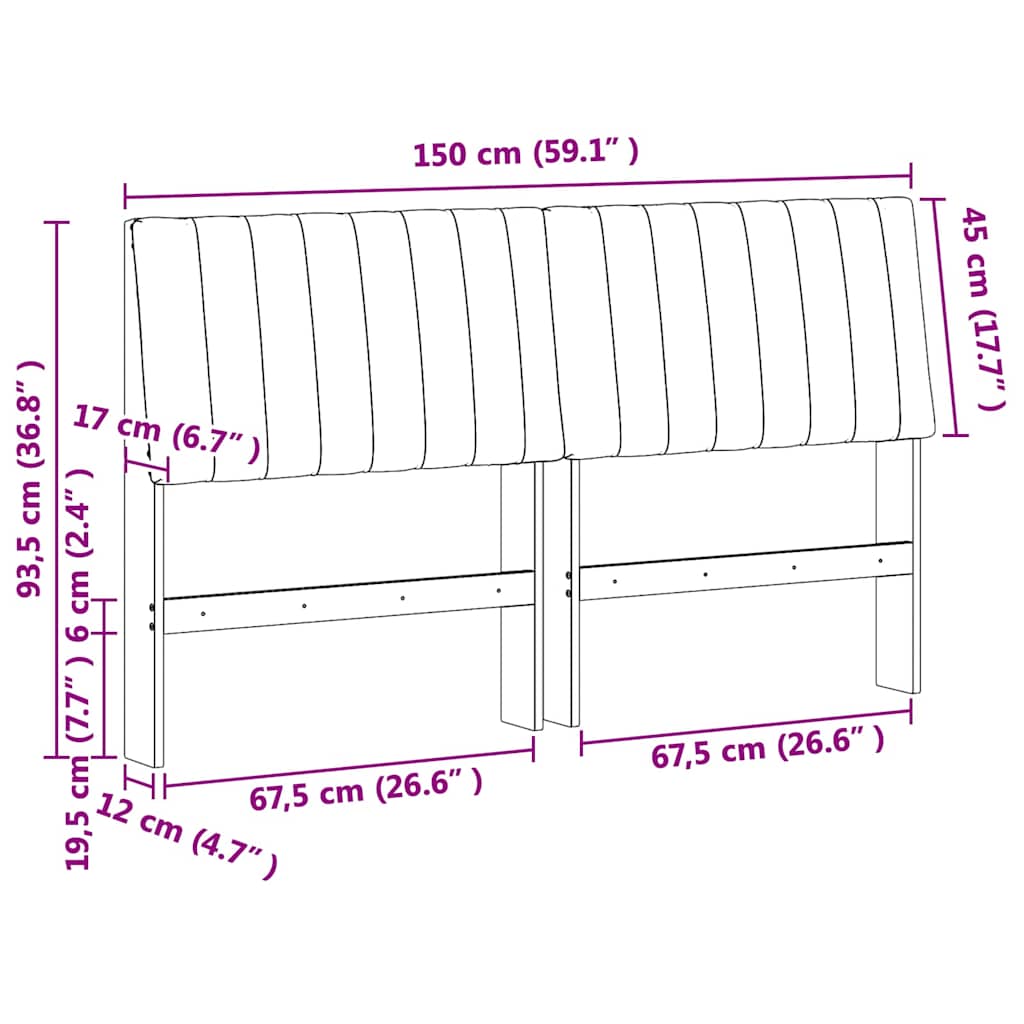 Gestoffeerd hoofdbord Zwart 150 cm Massief grenenhout is nu te koop bij PeponiXL, paradijselijk wonen!