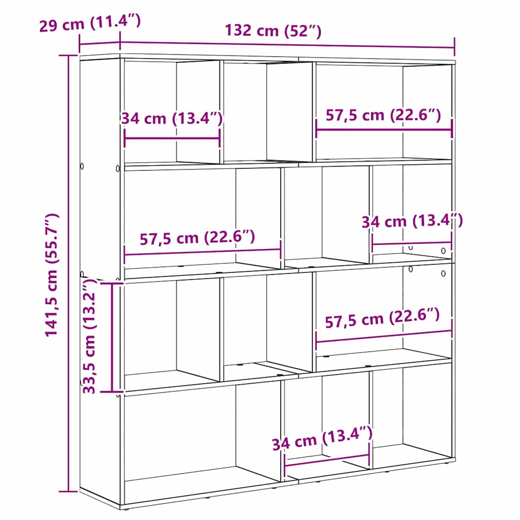 Boekenkast Zwart Eiken 132 x 29 x 141,5 cm Bewerkt hout is nu te koop bij PeponiXL, paradijselijk wonen!