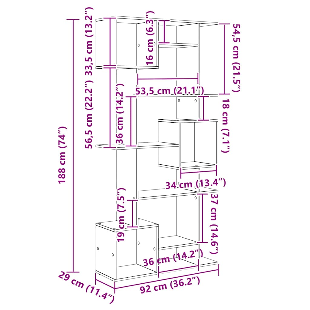 Boekenkast Zwart Eiken 92 x 29 x 188 cm Bewerkt hout is nu te koop bij PeponiXL, paradijselijk wonen!