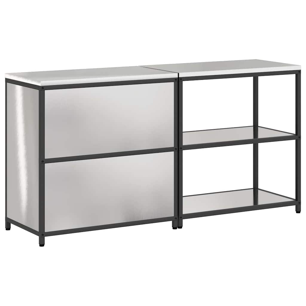 Keukenopslag set met plank 2 pcs Zilver Roestvrij staal is nu te koop bij PeponiXL, paradijselijk wonen!