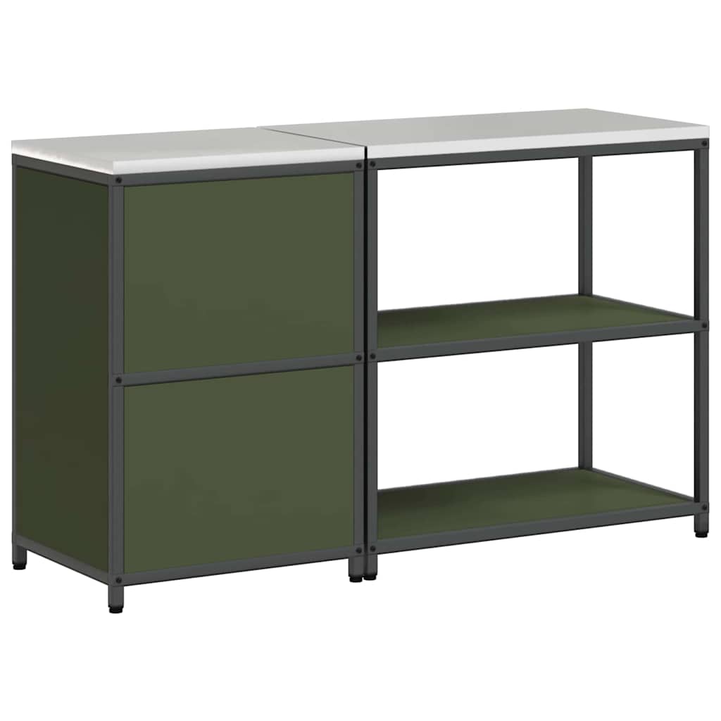 Keukenopslag set met plank 2 pcs Olijf Groen Koudgewalst staal is nu te koop bij PeponiXL, paradijselijk wonen!