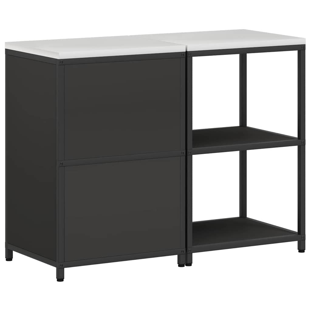 Keukenopslag set met plank 2 pcs Zwart Koudgewalst staal is nu te koop bij PeponiXL, paradijselijk wonen!