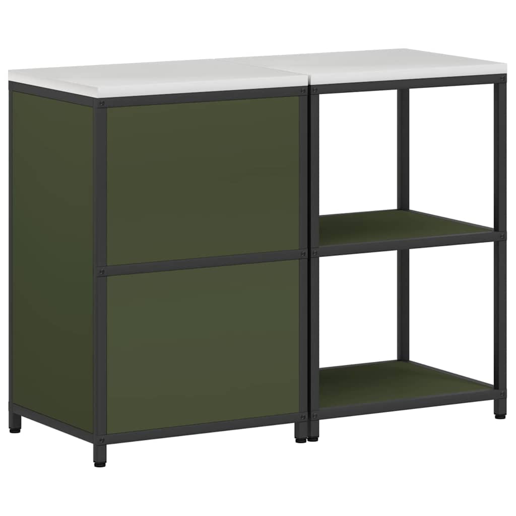 Keukenopslag set met plank 2 pcs Olijf Groen Koudgewalst staal is nu te koop bij PeponiXL, paradijselijk wonen!