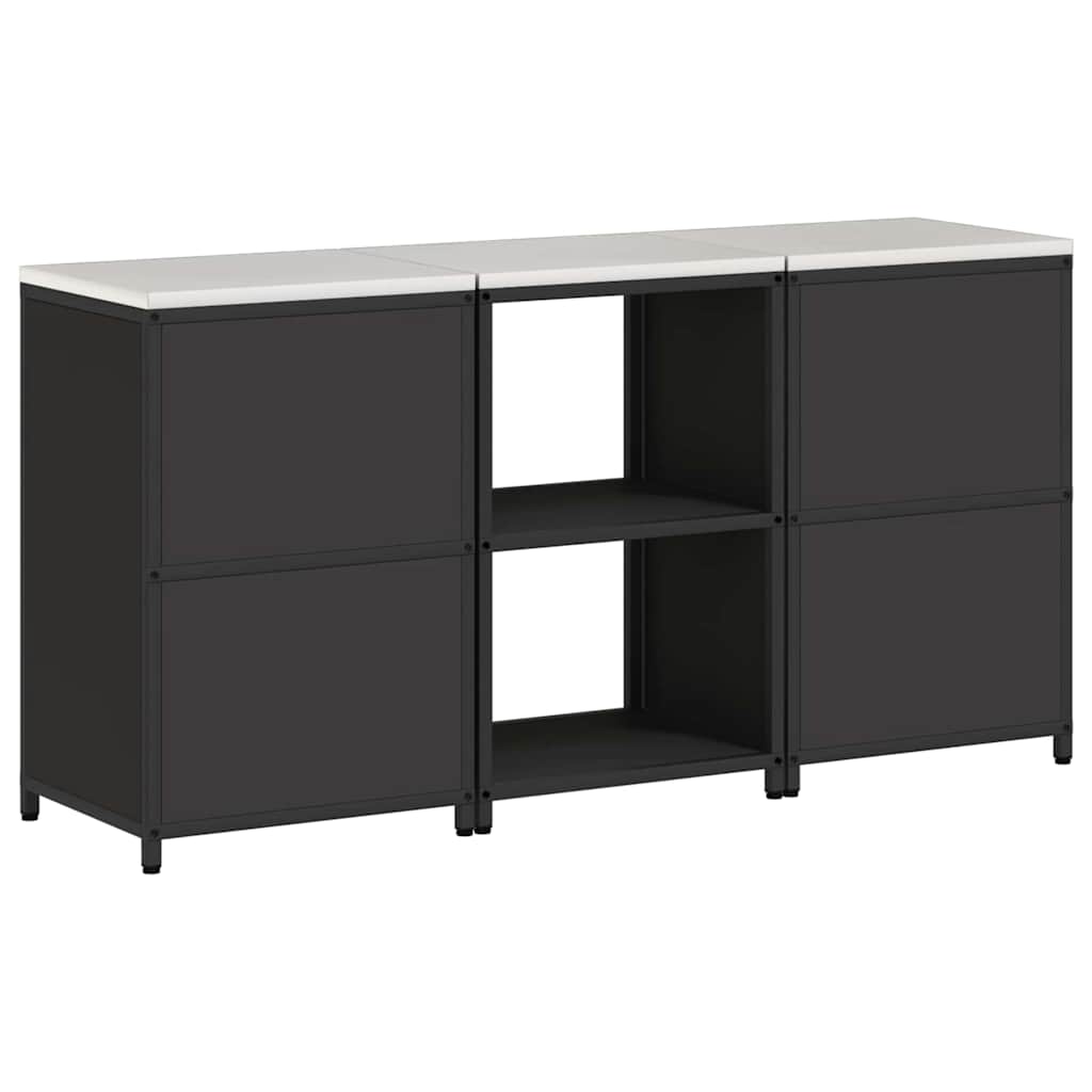 Keukenopslag set met plank 3 pcs Zwart Koudgewalst staal is nu te koop bij PeponiXL, paradijselijk wonen!