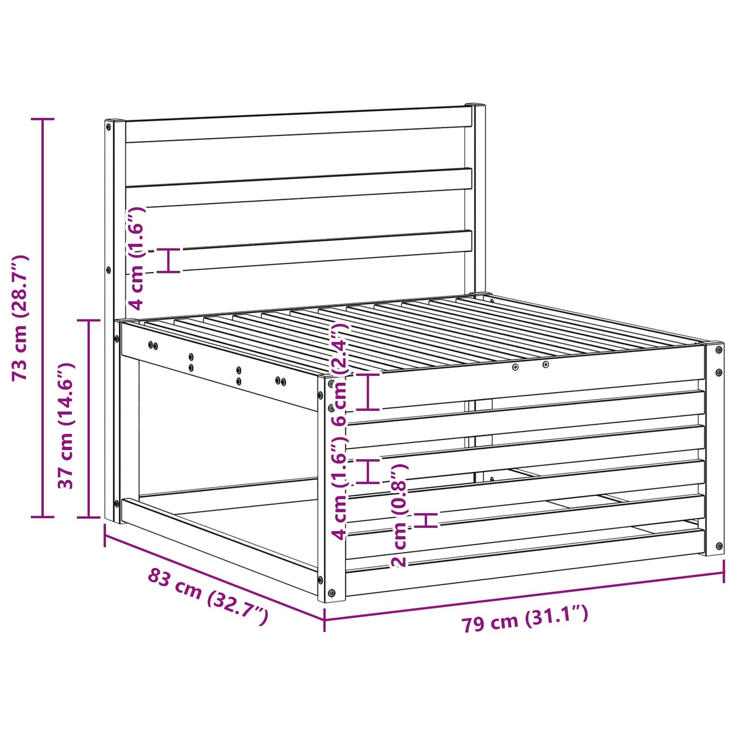 Buiten bankenset 3 pcs Wit Massief Acaciahout