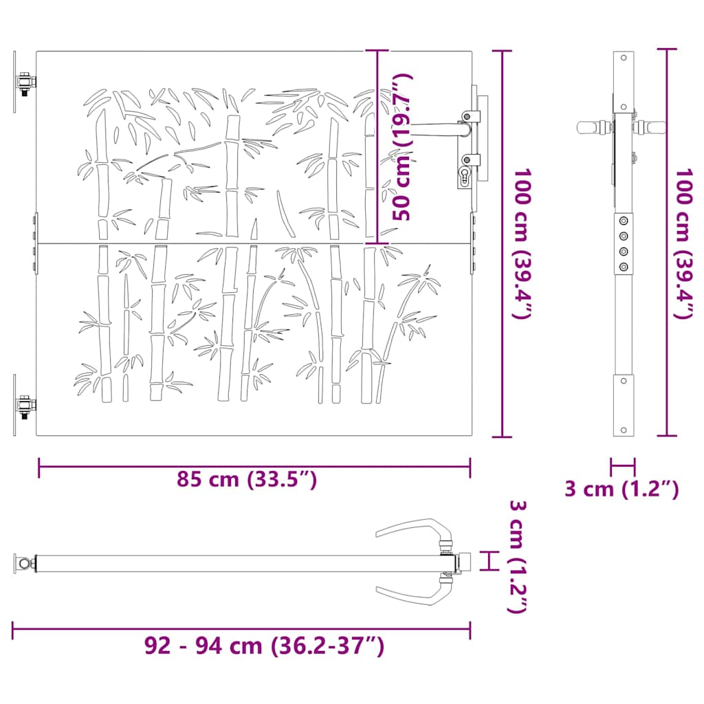 Tuinpoort met slot Zwart 85 x 175 cm Poedergecoat staal is nu te koop bij PeponiXL, paradijselijk wonen!