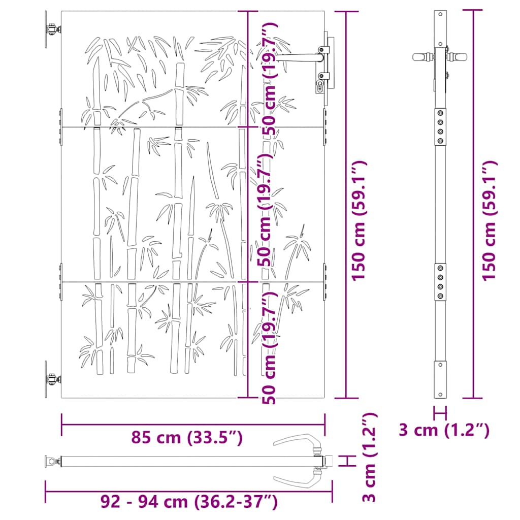 Tuinpoort met slot Zwart 85 x 150 cm Poedergecoat staal is nu te koop bij PeponiXL, paradijselijk wonen!