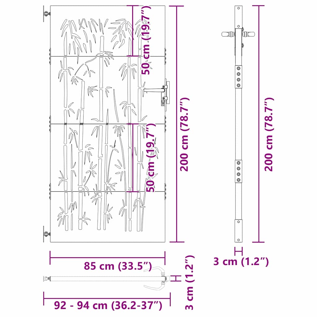 Tuinpoort met slot Zwart 85 x 200 cm Poedergecoat staal is nu te koop bij PeponiXL, paradijselijk wonen!