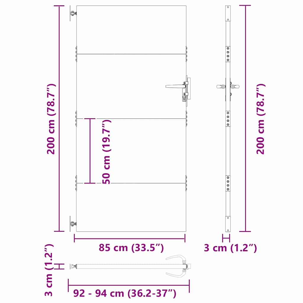 Tuinpoort met slot Zwart 85 x 200 cm Poedergecoat staal is nu te koop bij PeponiXL, paradijselijk wonen!