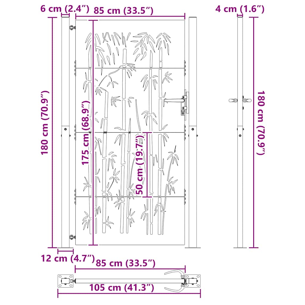Tuinpoort met slot Zwart 110 x 180 cm Gepoedercoat staal is nu te koop bij PeponiXL, paradijselijk wonen!