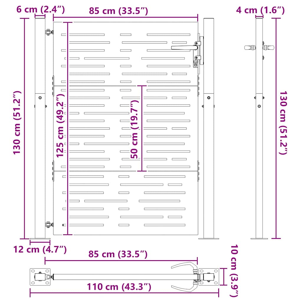 Tuinpoort met slot Zwart 110 x 130 cm Gepoedercoat staal is nu te koop bij PeponiXL, paradijselijk wonen!