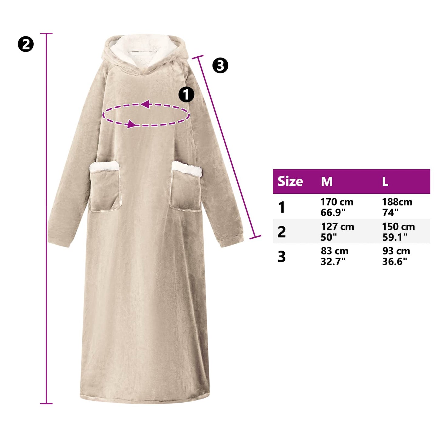 Deken hoodie Beige M Fleece en Flanel is nu te koop bij PeponiXL, paradijselijk wonen!