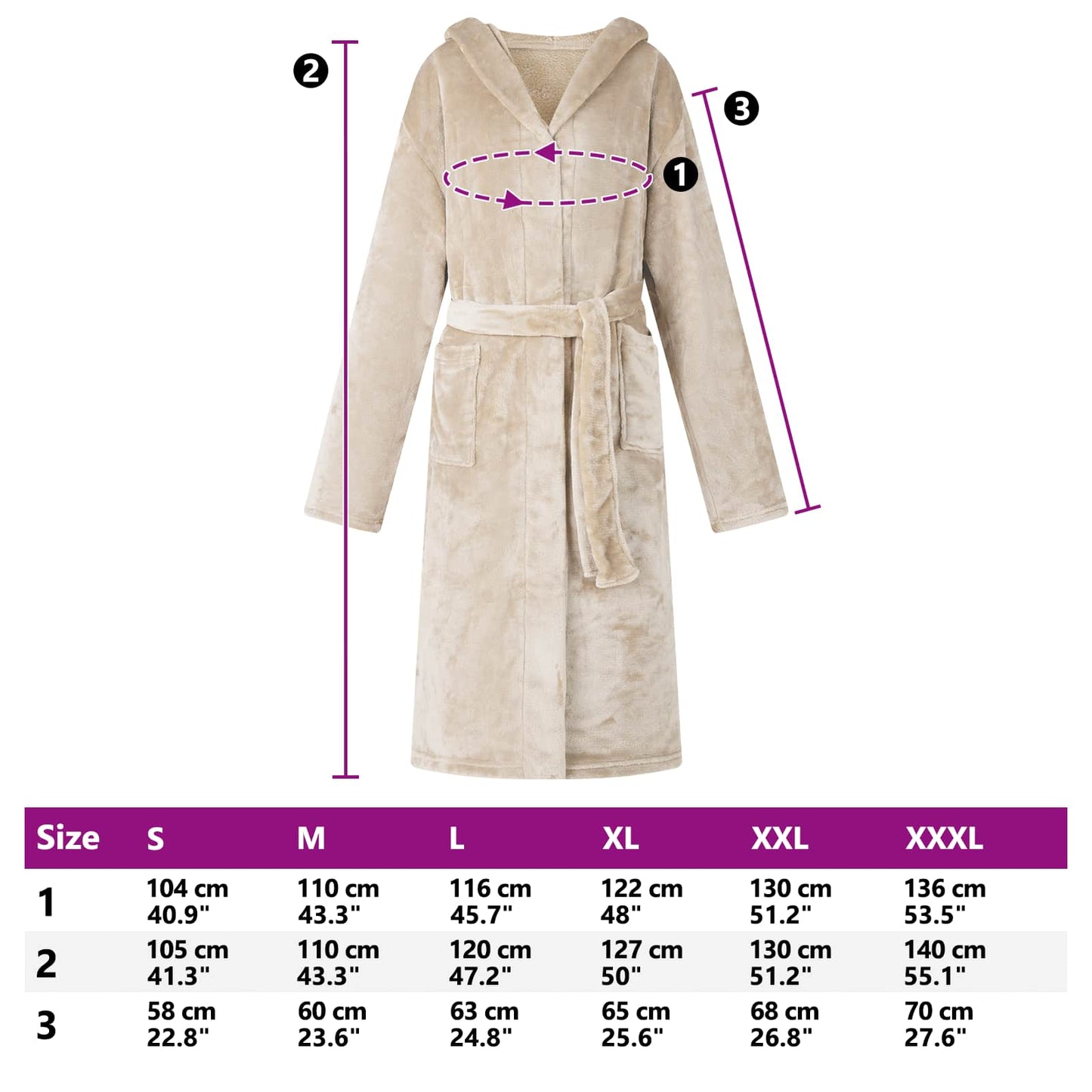 Badjas Hoodie Beige l Flanel is nu te koop bij PeponiXL, paradijselijk wonen!