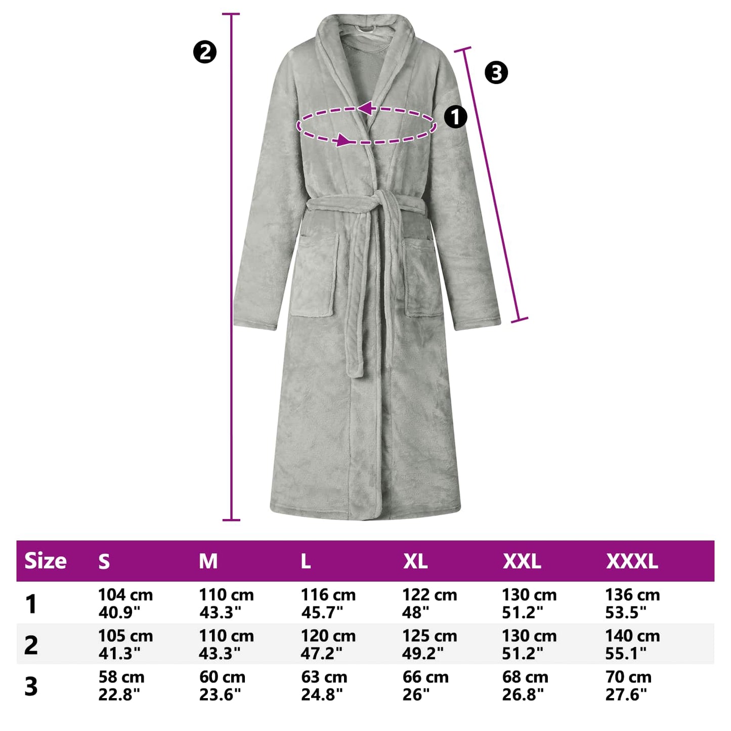 Badjas zonder Kap Grijs xxl Flanel is nu te koop bij PeponiXL, paradijselijk wonen!