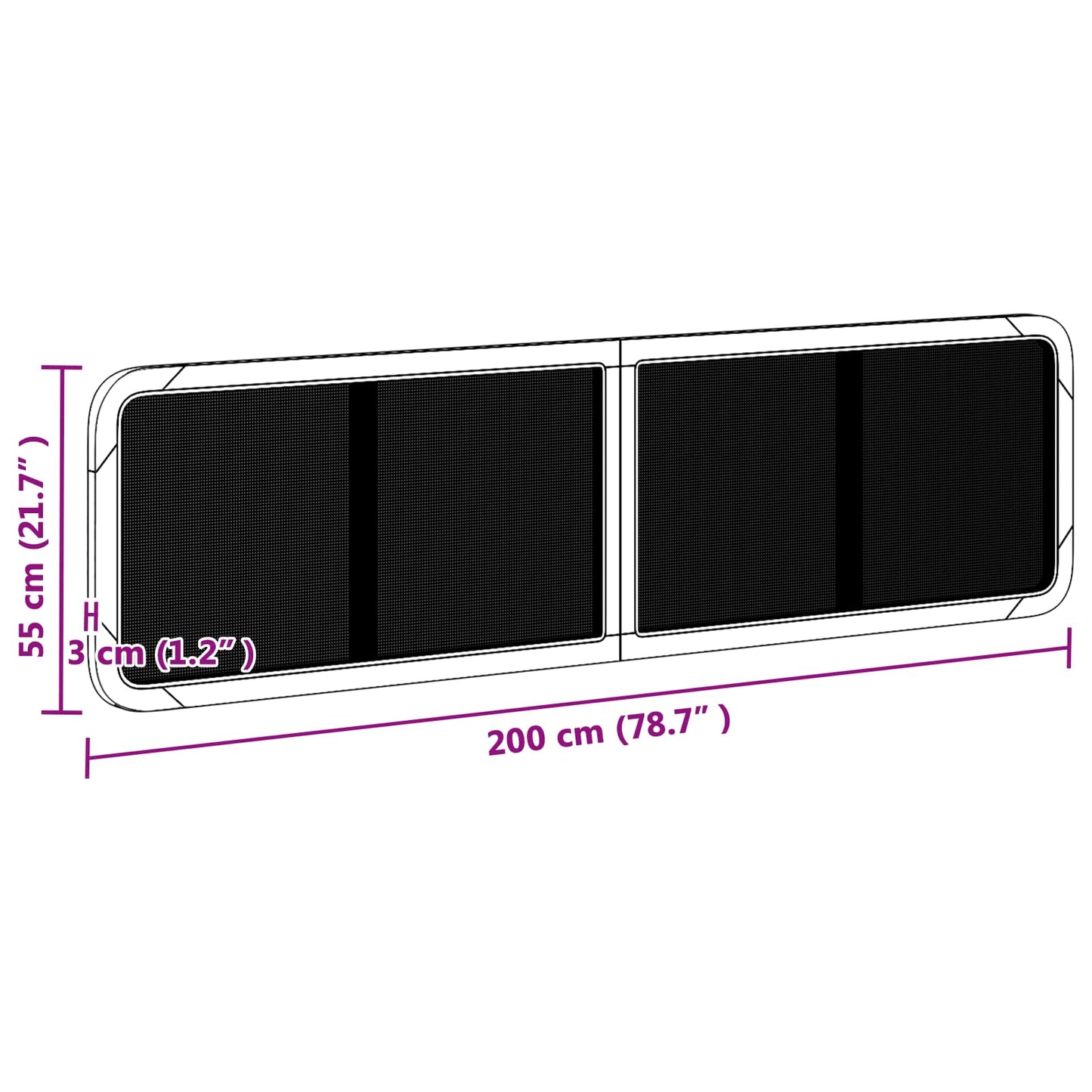 Hoofdbord met hoofdeinde Zwart 200 x 55 x 3 cm Rattan is nu te koop bij PeponiXL, paradijselijk wonen!