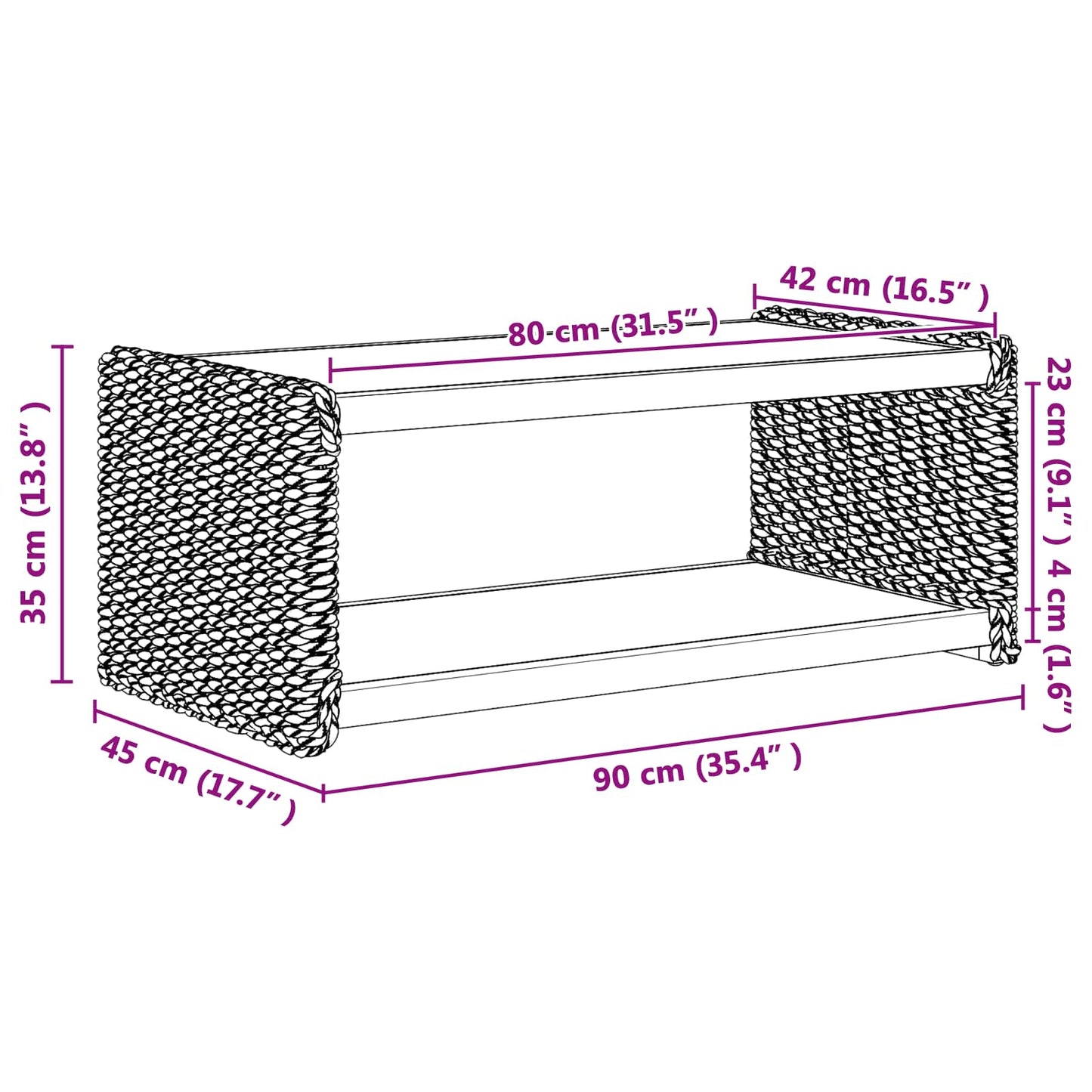 Salontafel Naturel 90 x 45 x 35 cm Massief Mahoniehout is nu te koop bij PeponiXL, paradijselijk wonen!
