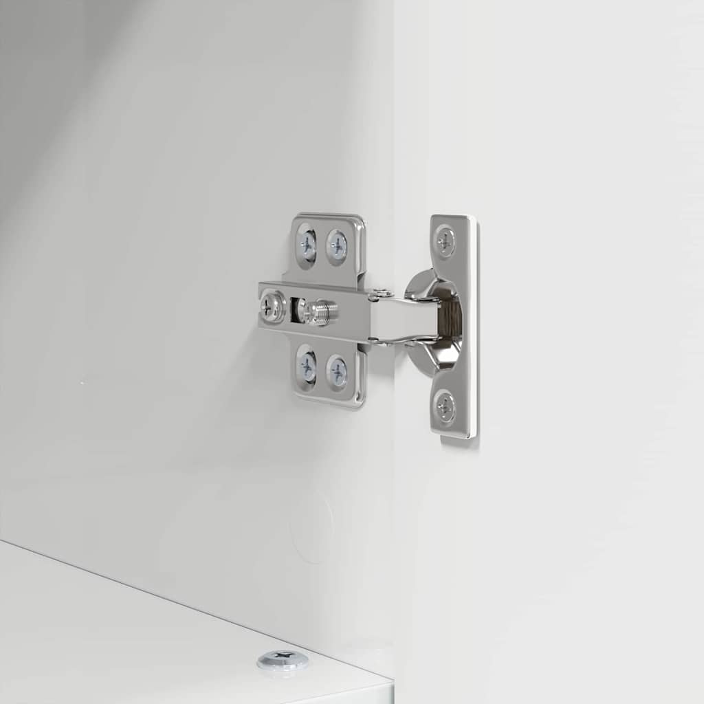 Badkamermeubelset 3 pcs Hoogglans wit Bewerkt hout en metaal is nu te koop bij PeponiXL, paradijselijk wonen!