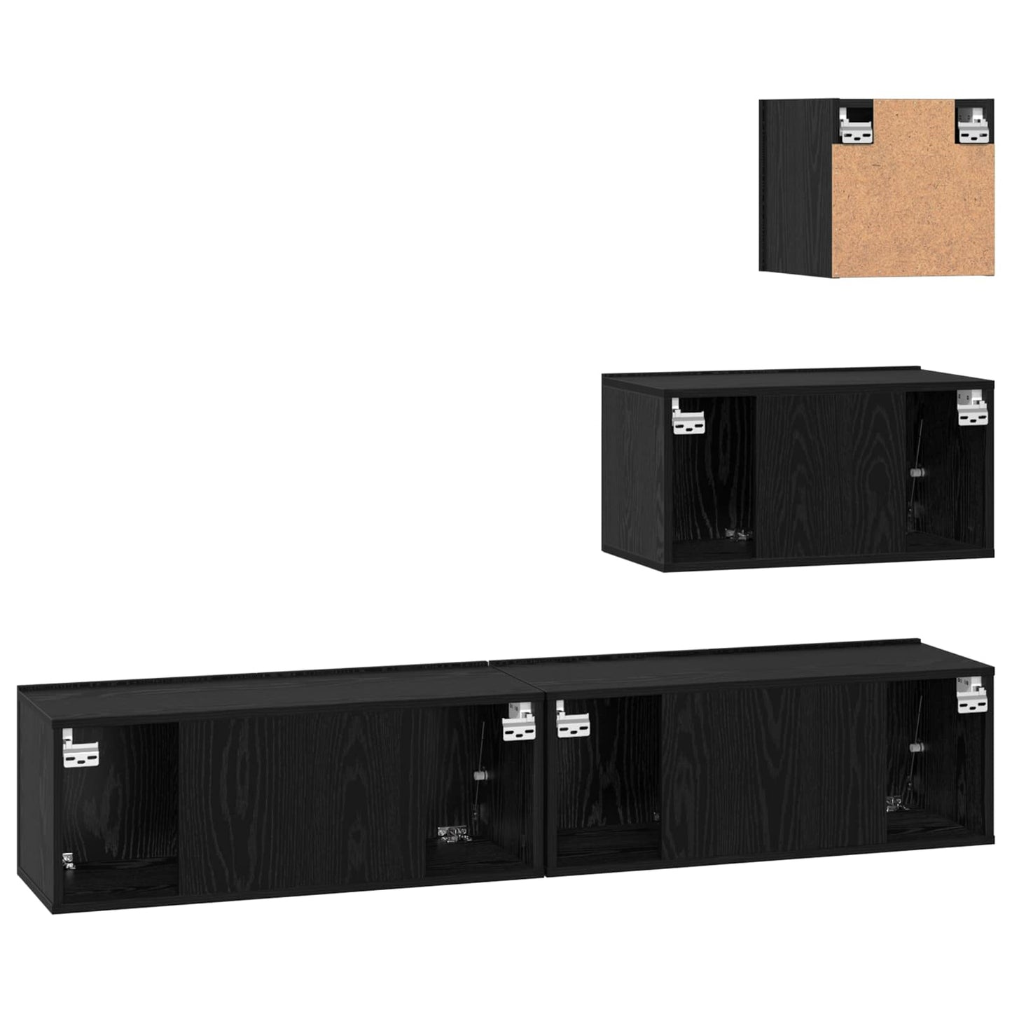 Tv-meubelset Wandgemonteerd 3 pcs Zwart Eiken Bewerkt hout is nu te koop bij PeponiXL, paradijselijk wonen!