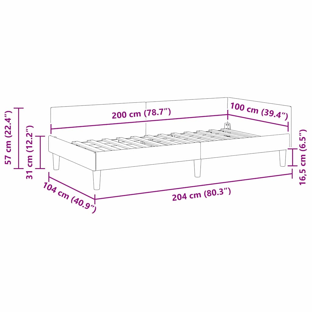 Hoekbedframe Wijnrood 100 x 200 cm Stof is nu te koop bij PeponiXL, paradijselijk wonen!